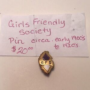 Antique Girls Friendly Society Pin sorority secret society rare tiny GFS pin